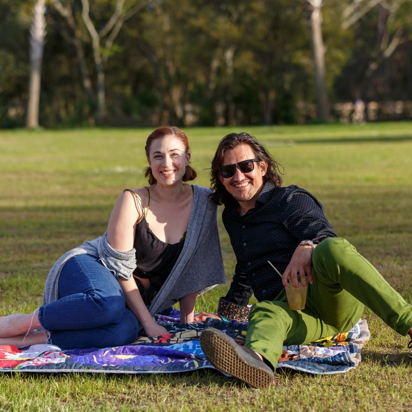 Couple on watching outdoor charleston jazz concert