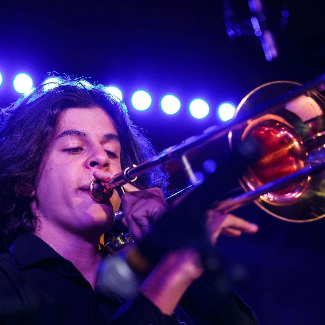 Student playing trombone