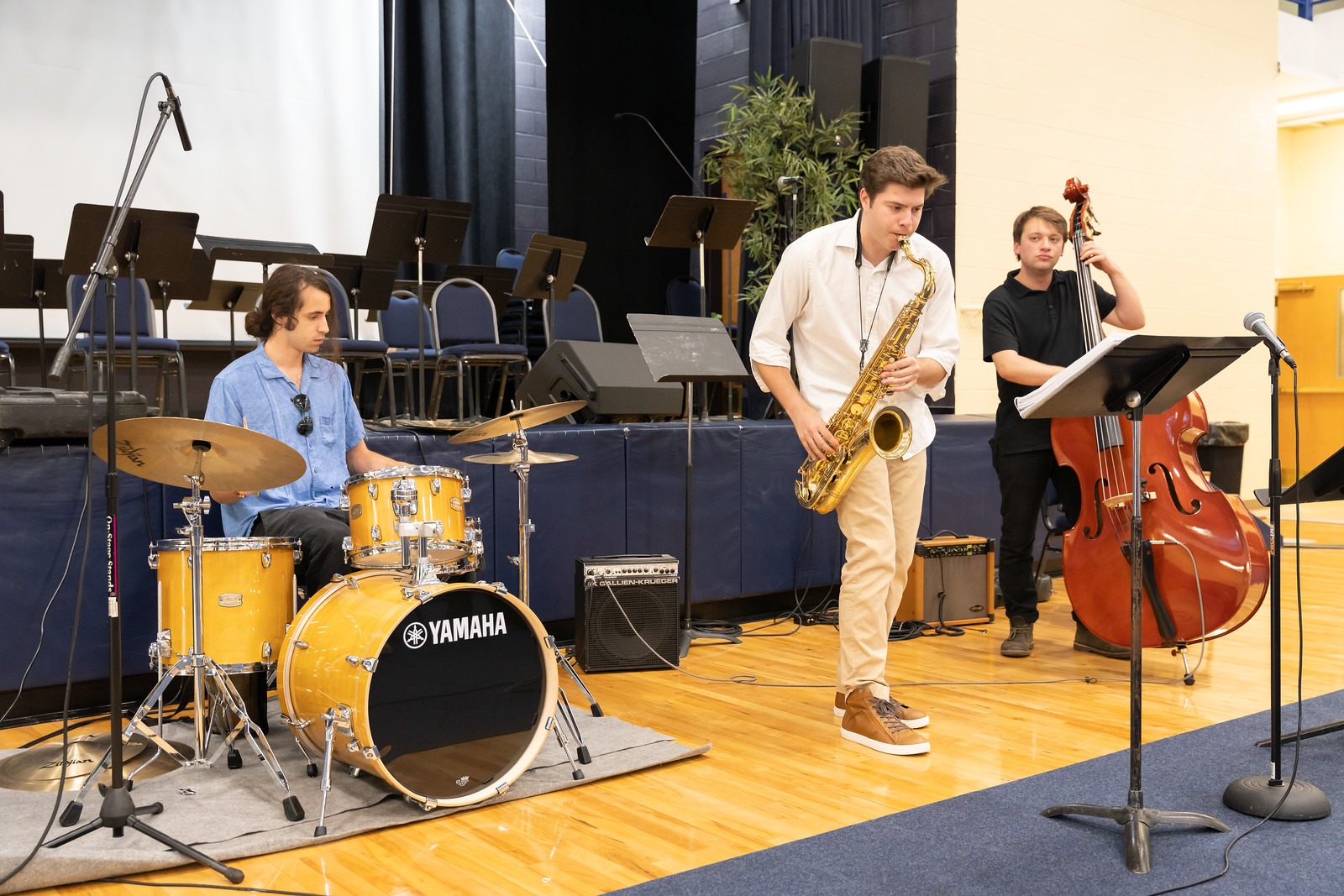 Students playing jazz instruments